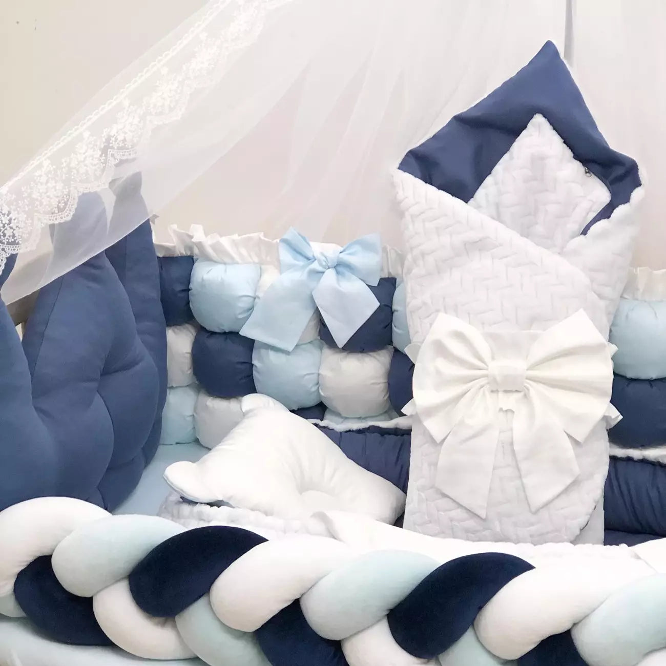 Crib set “Blue crown” - Baby Bedding Worlds