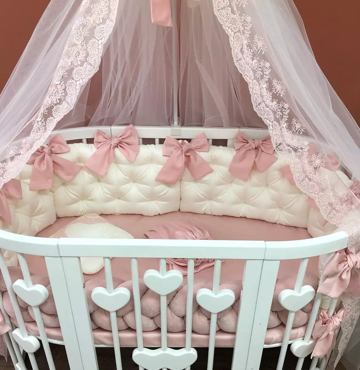 Crib set “Dusty Rose Sweet Dreas” - Baby Bedding Worlds