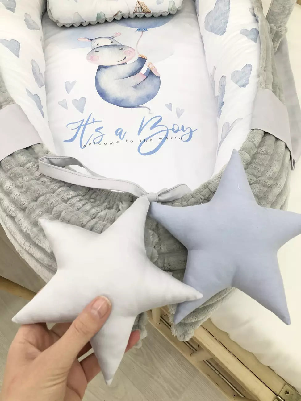 Baby Nest “Hippo gray” - Baby Bedding Worlds
