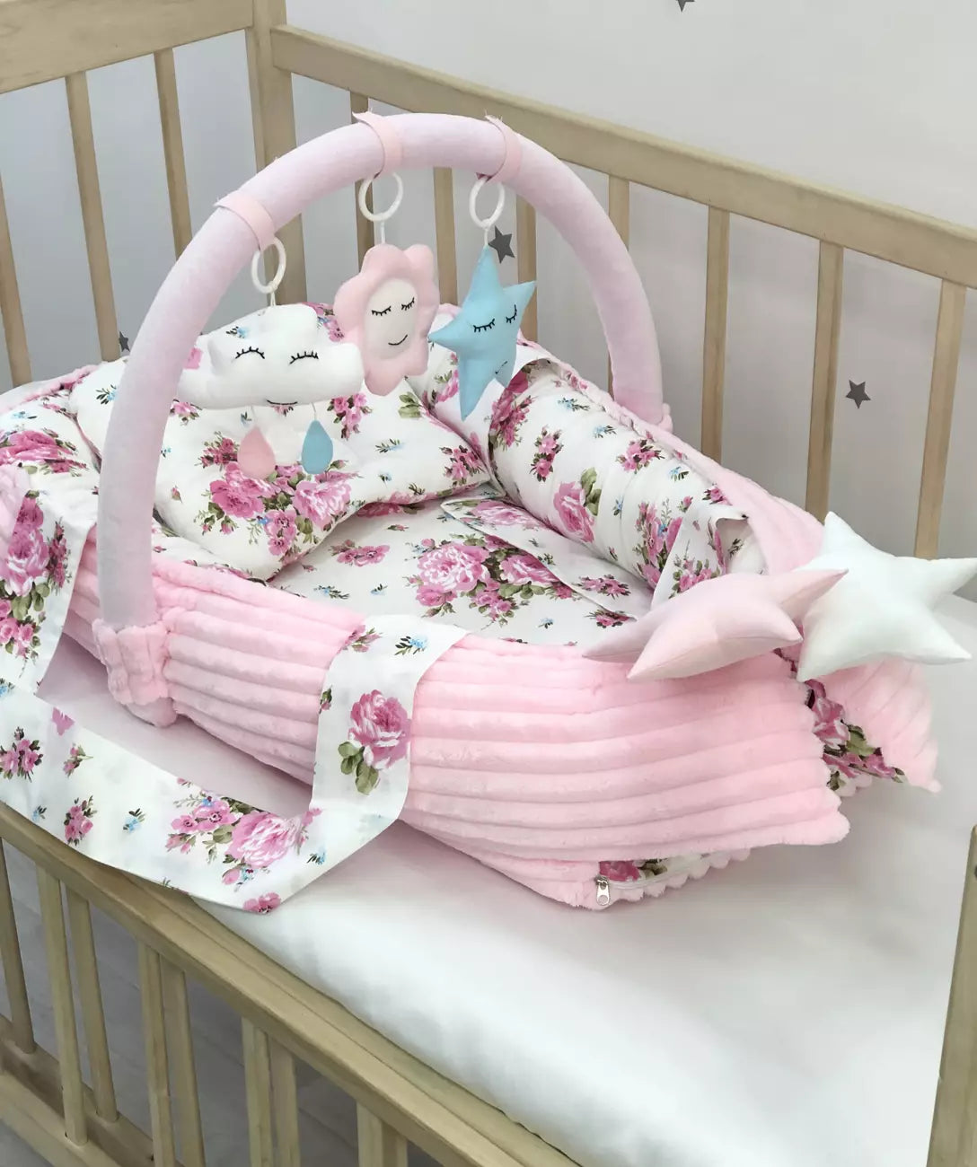 Baby nest “Pink Flower” - Baby Bedding Worlds