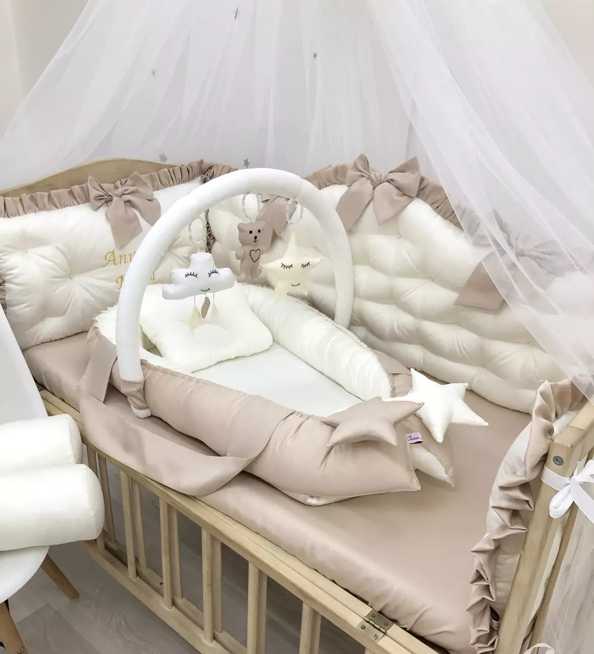 Crib set “Royal luxury baby bedding set cappuccino color“ - Baby Bedding Worlds