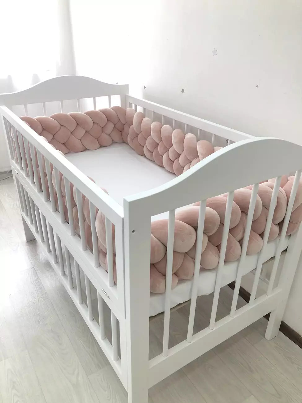 Braided Crib Bumper "Dusty Rose" - Baby Bedding Worlds