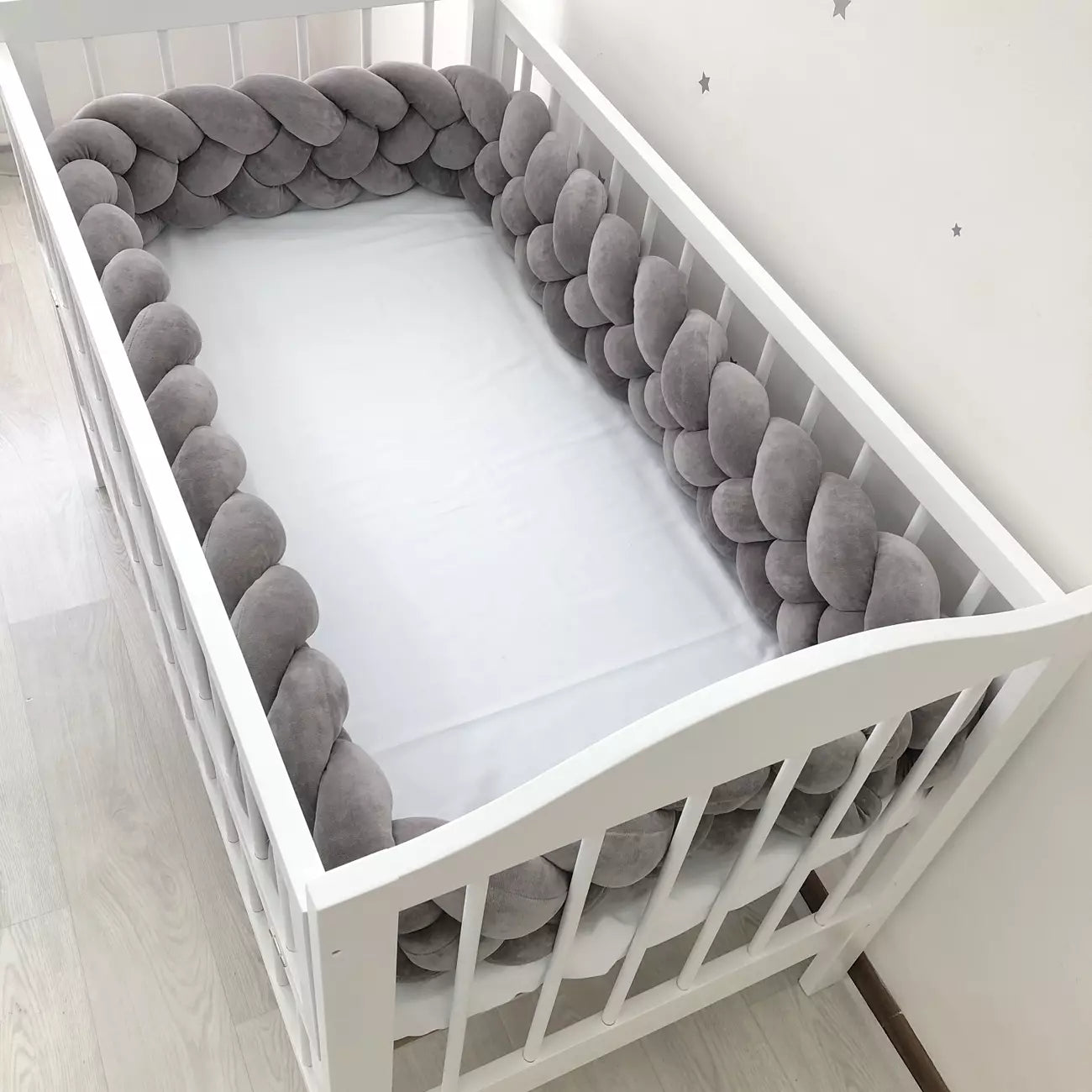 Dark gray braided bumper - Baby Bedding Worlds