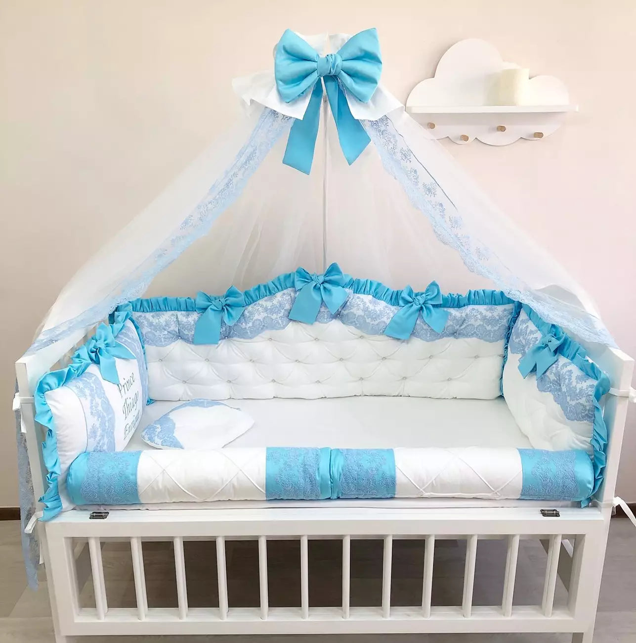 Crib set “Azure Royal Dream” - Baby Bedding Worlds
