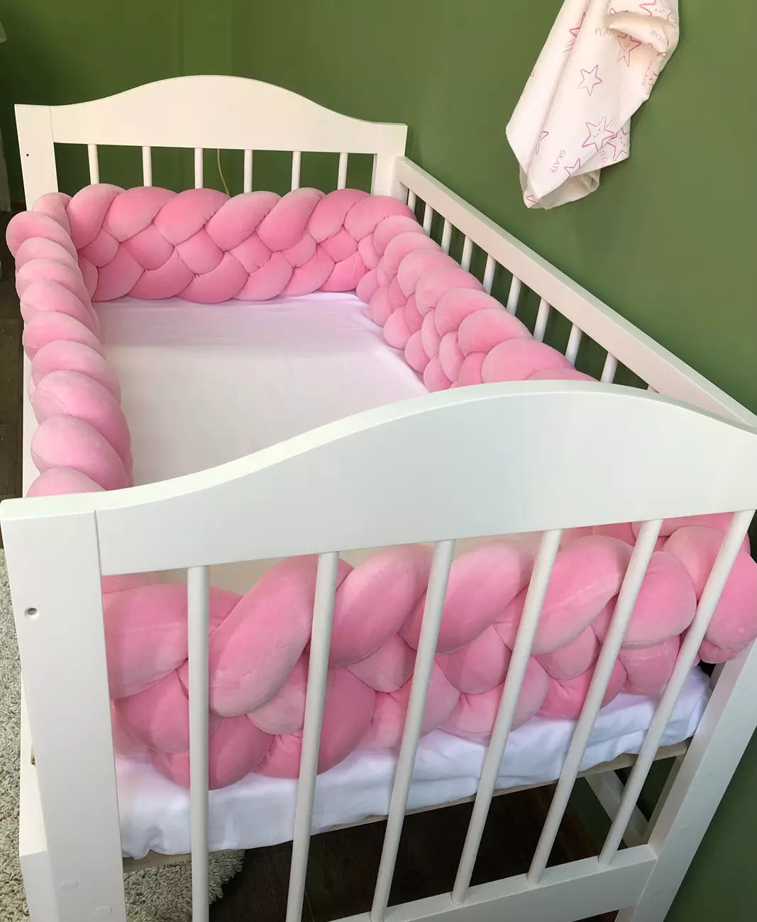Pink braided bumper - Baby Bedding Worlds