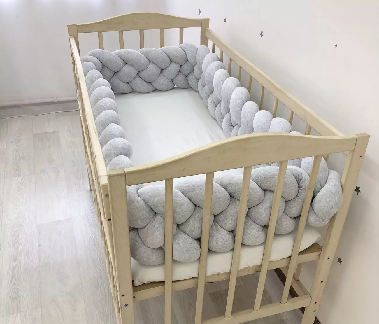 Gray braided crib bumper - Baby Bedding Worlds
