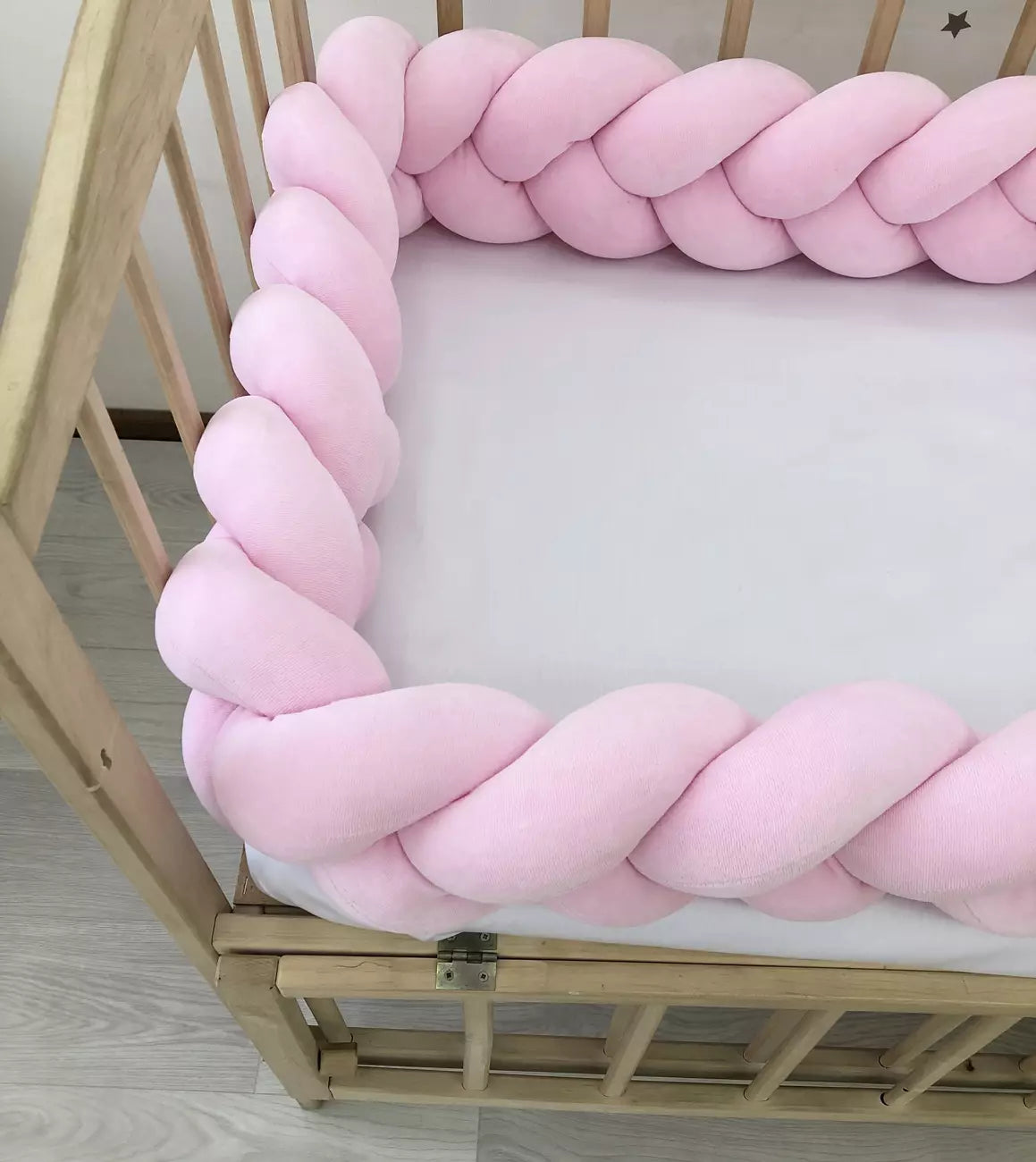 Braided Crib Bumper Pink color - Baby Bedding Worlds