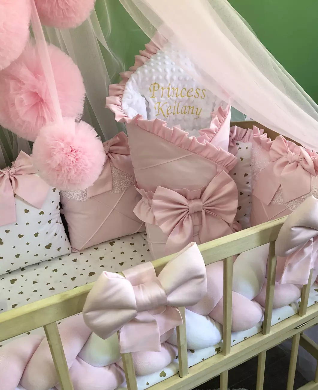 Crib set “Pink Little princess” - Baby Bedding Worlds