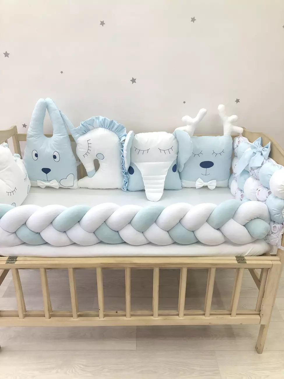 Crib set βBlue white baby bedding setβ - Baby Bedding Worlds