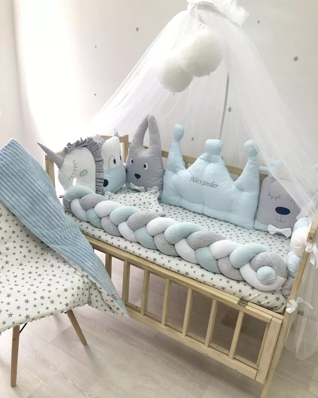 Crib set “Sky-Blue exclusive baby bedding set” - Baby Bedding Worlds