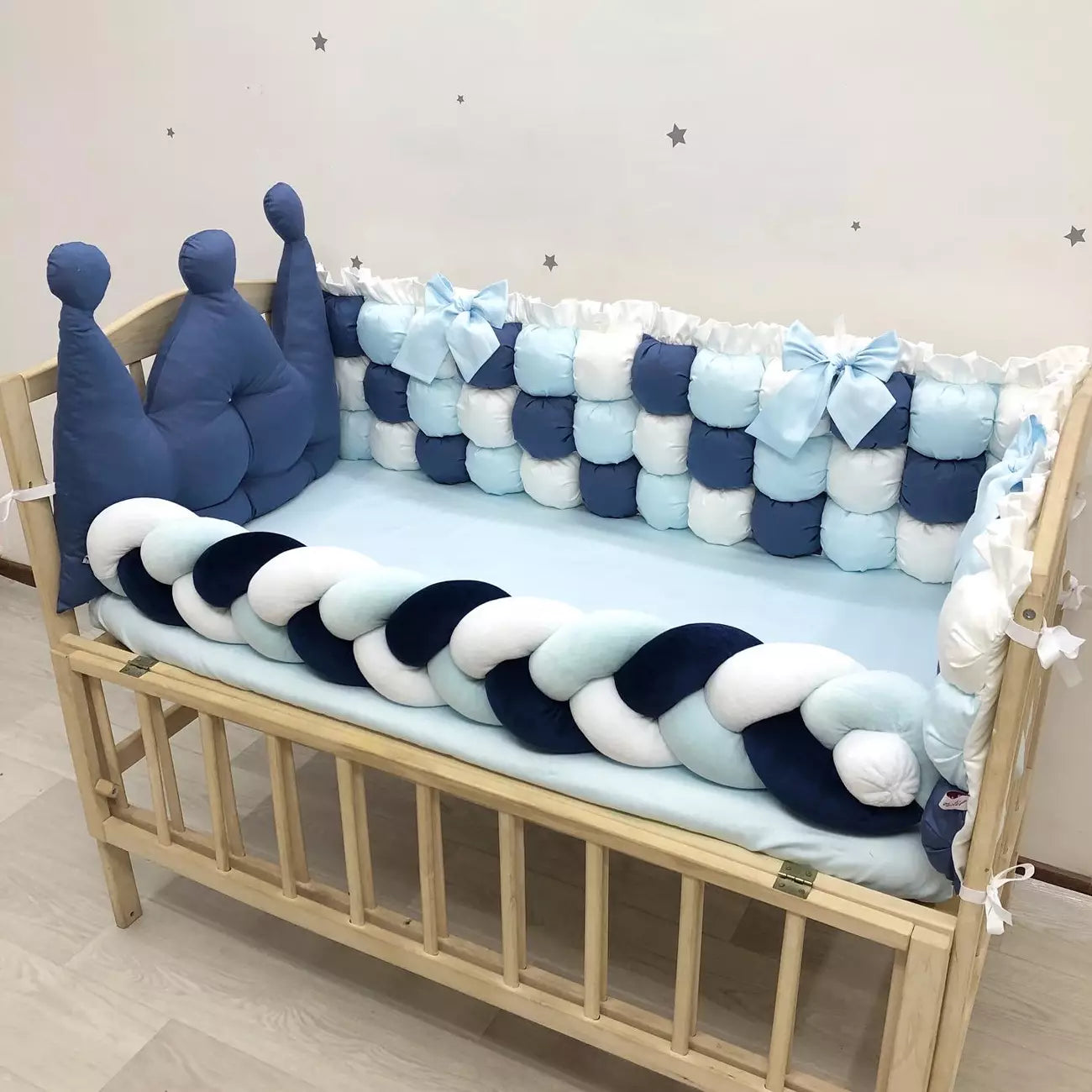 Crib set “Blue crown” - Baby Bedding Worlds