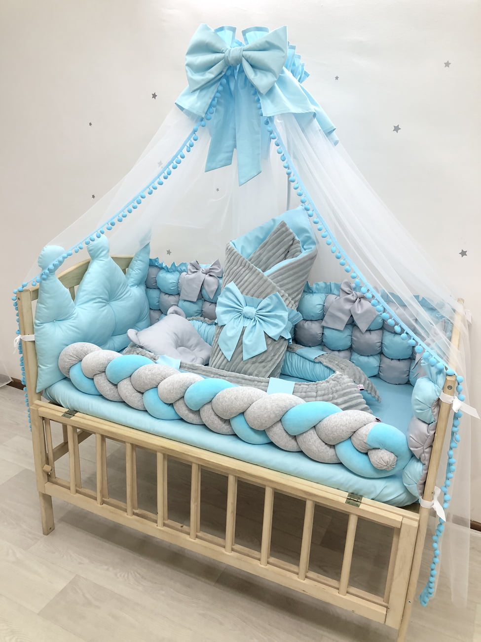Crib set “Neutral baby bedding” - Baby Bedding Worlds