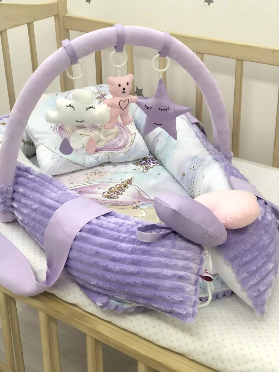 Baby Nest ” Infant Nest with arc and toys for a newborn” - Baby Bedding Worlds