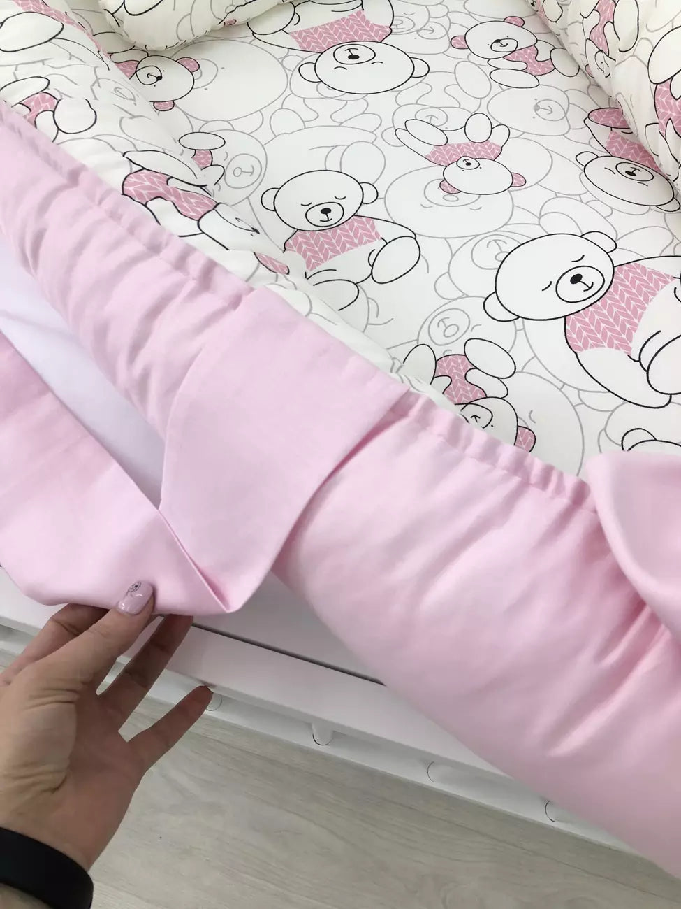 Baby nest “Pink Teddi” - Baby Bedding Worlds