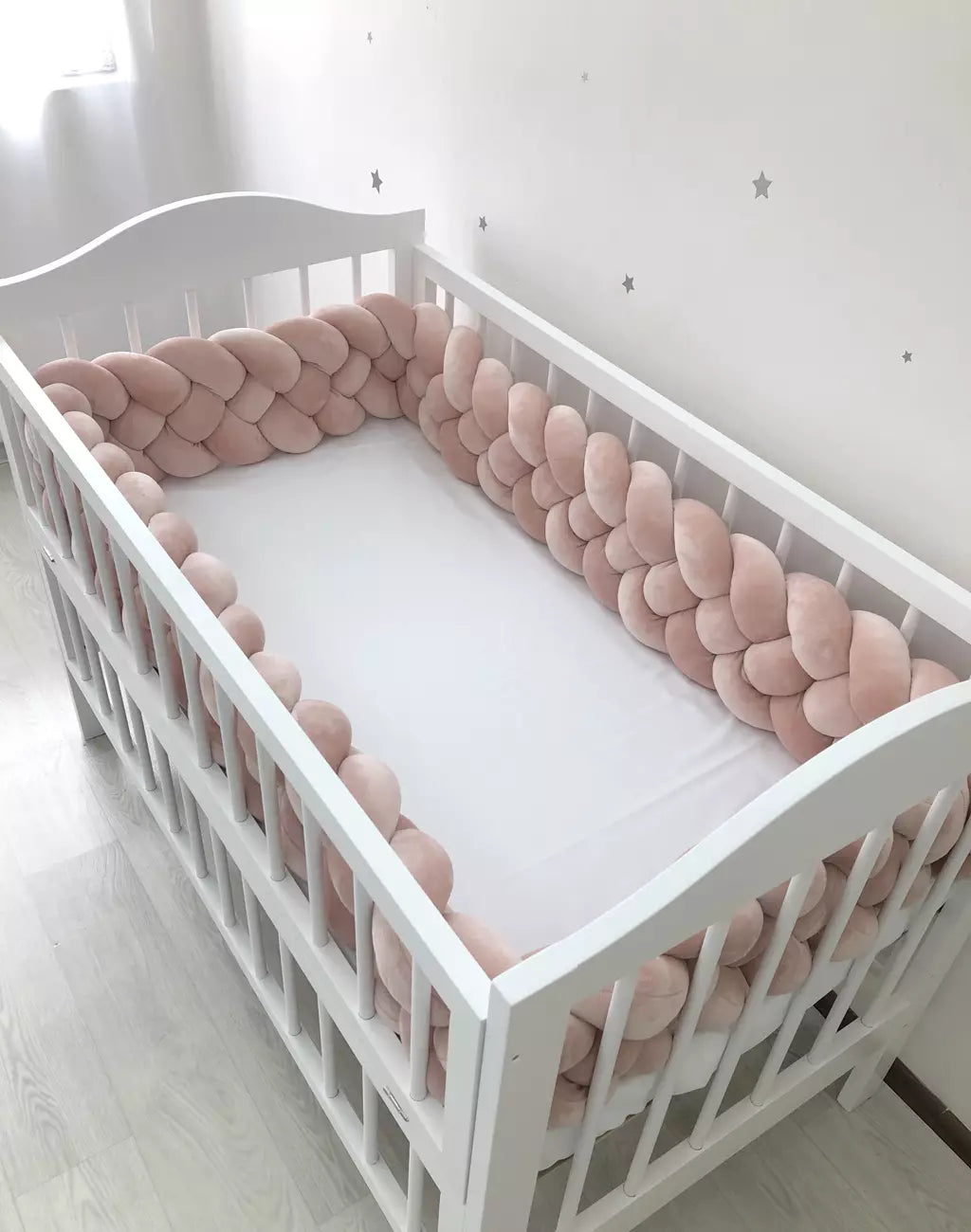 Braided Crib Bumper "Dusty Rose" - Baby Bedding Worlds