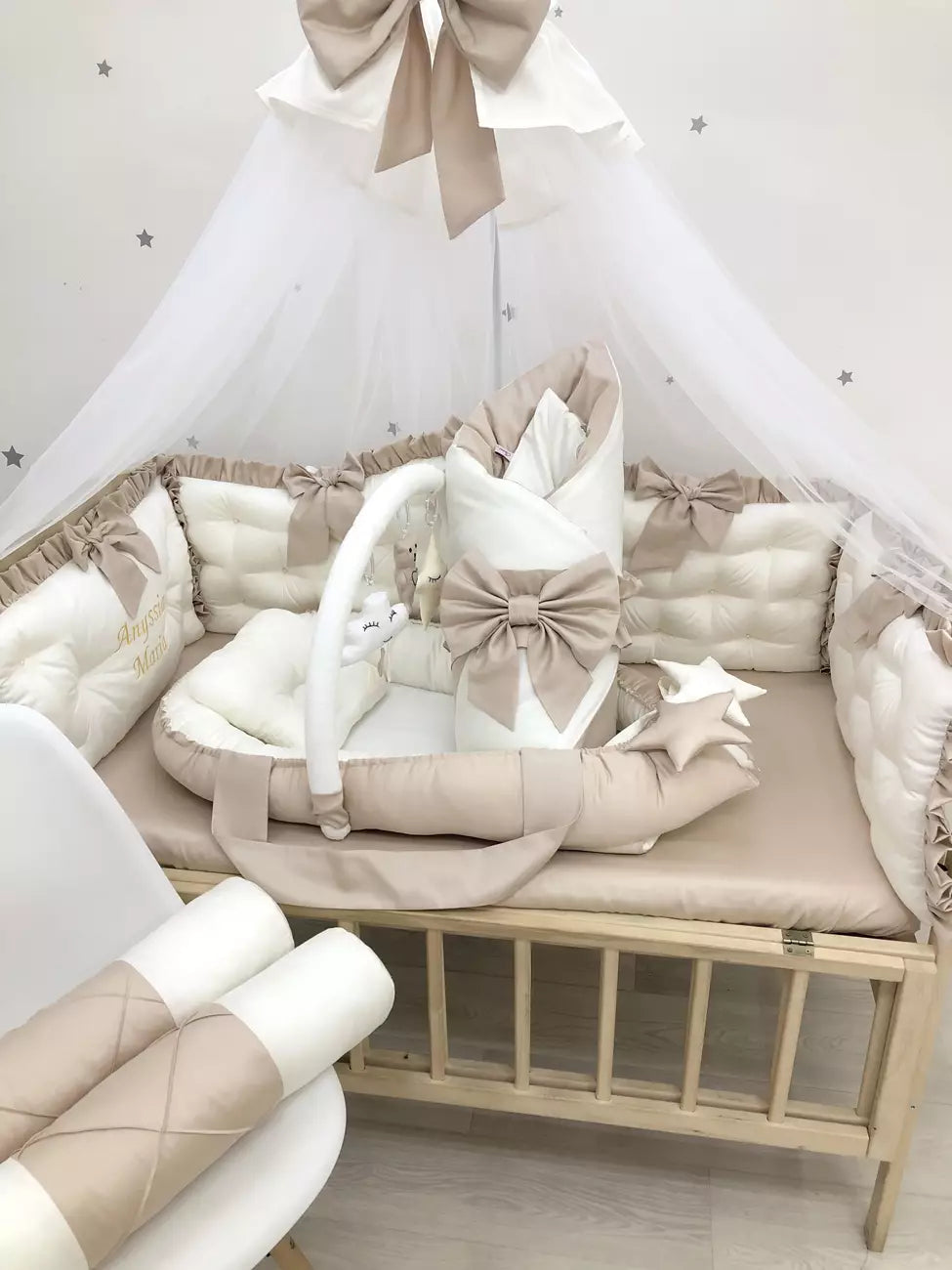 Crib set “Royal luxury baby bedding set cappuccino color“ - Baby Bedding Worlds