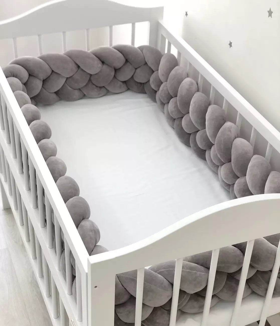 Dark gray braided bumper - Baby Bedding Worlds