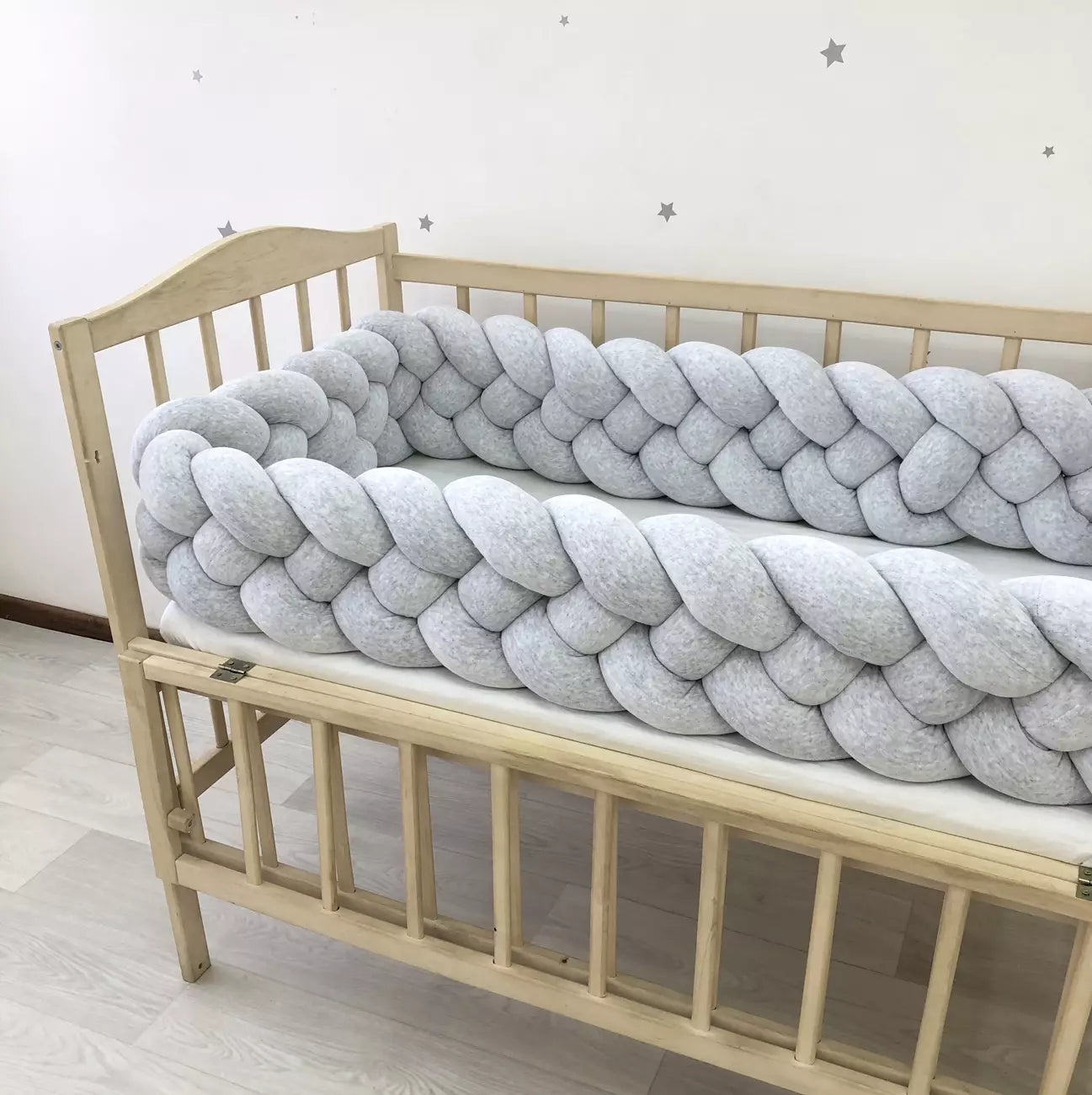 Gray braided crib bumper - Baby Bedding Worlds