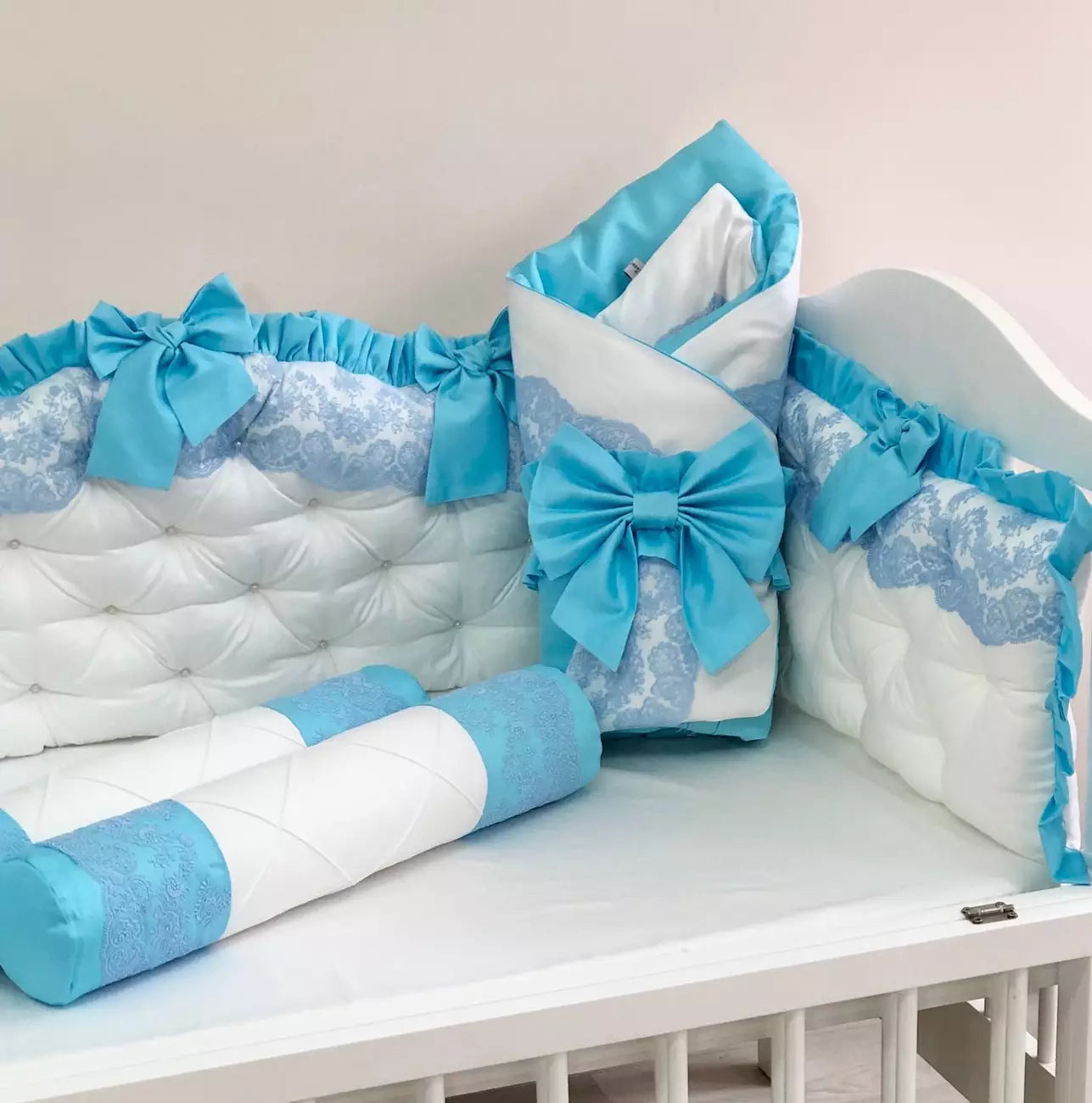Crib set “Azure Royal Dream” - Baby Bedding Worlds