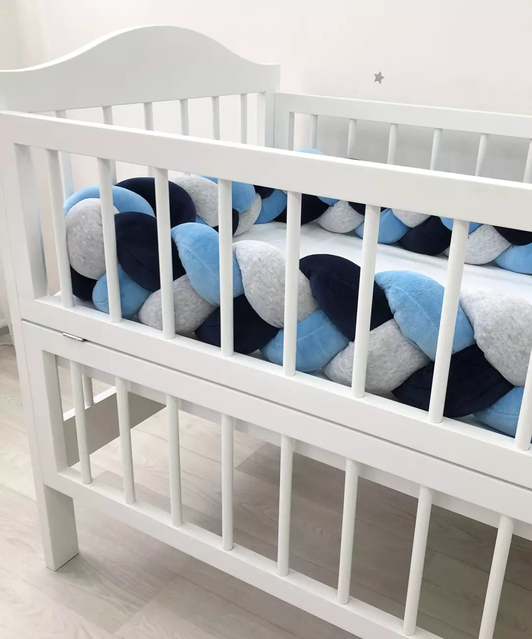 Braided bumper cot. 3-strand knot bumper for the cradle - Baby Bedding Worlds