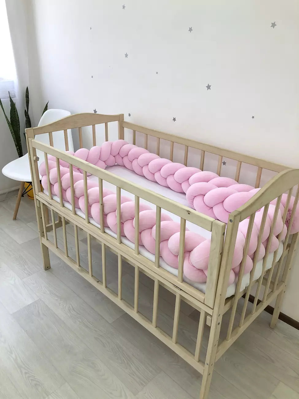 Braided Crib Bumper Pink color - Baby Bedding Worlds