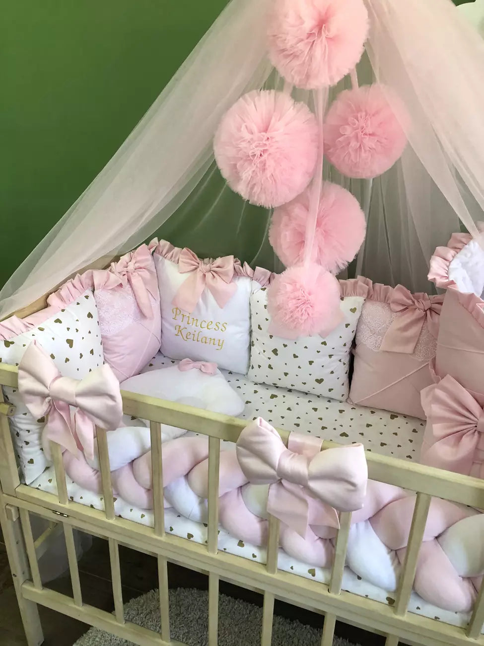 Crib set “Pink Little princess” - Baby Bedding Worlds