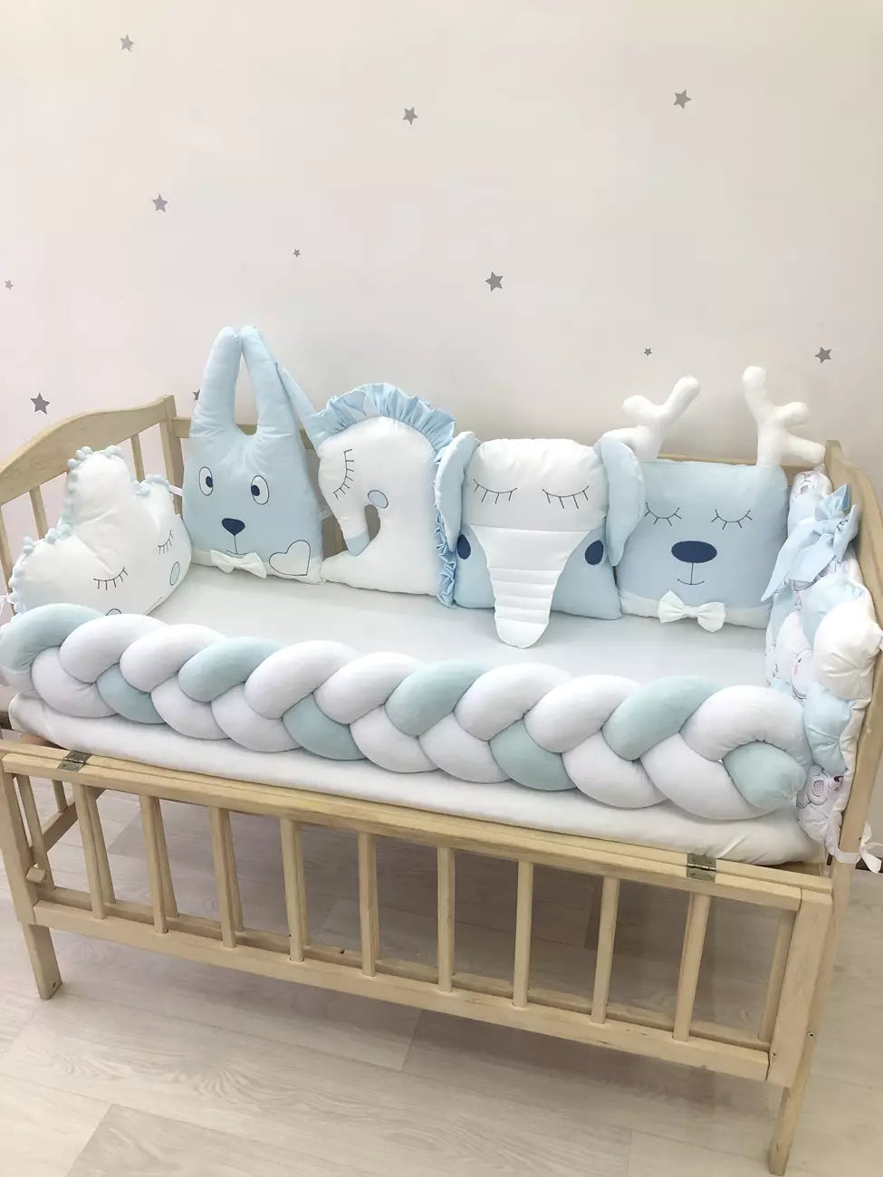 Crib set βBlue white baby bedding setβ - Baby Bedding Worlds