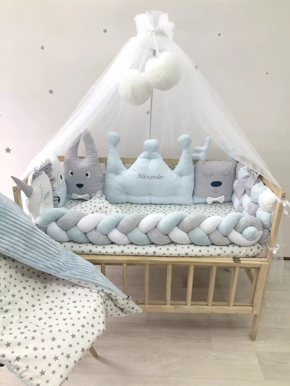 Crib set “Sky-Blue exclusive baby bedding set” - Baby Bedding Worlds