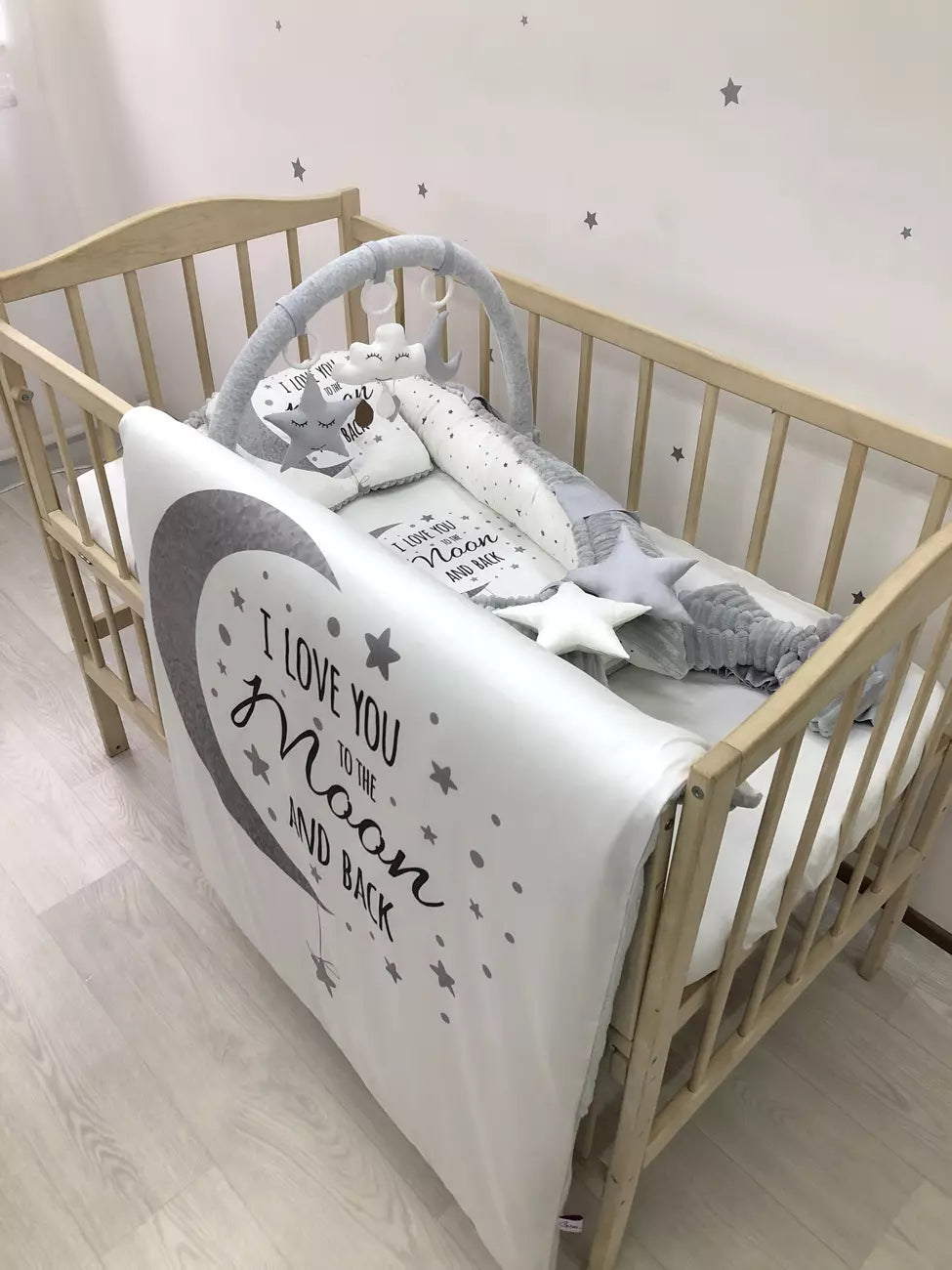 Gray baby nest lounger with the baby blanket - Baby Bedding Worlds