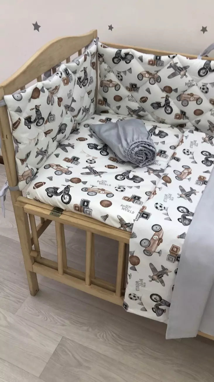 Crib set “Retro cars” - Baby Bedding Worlds
