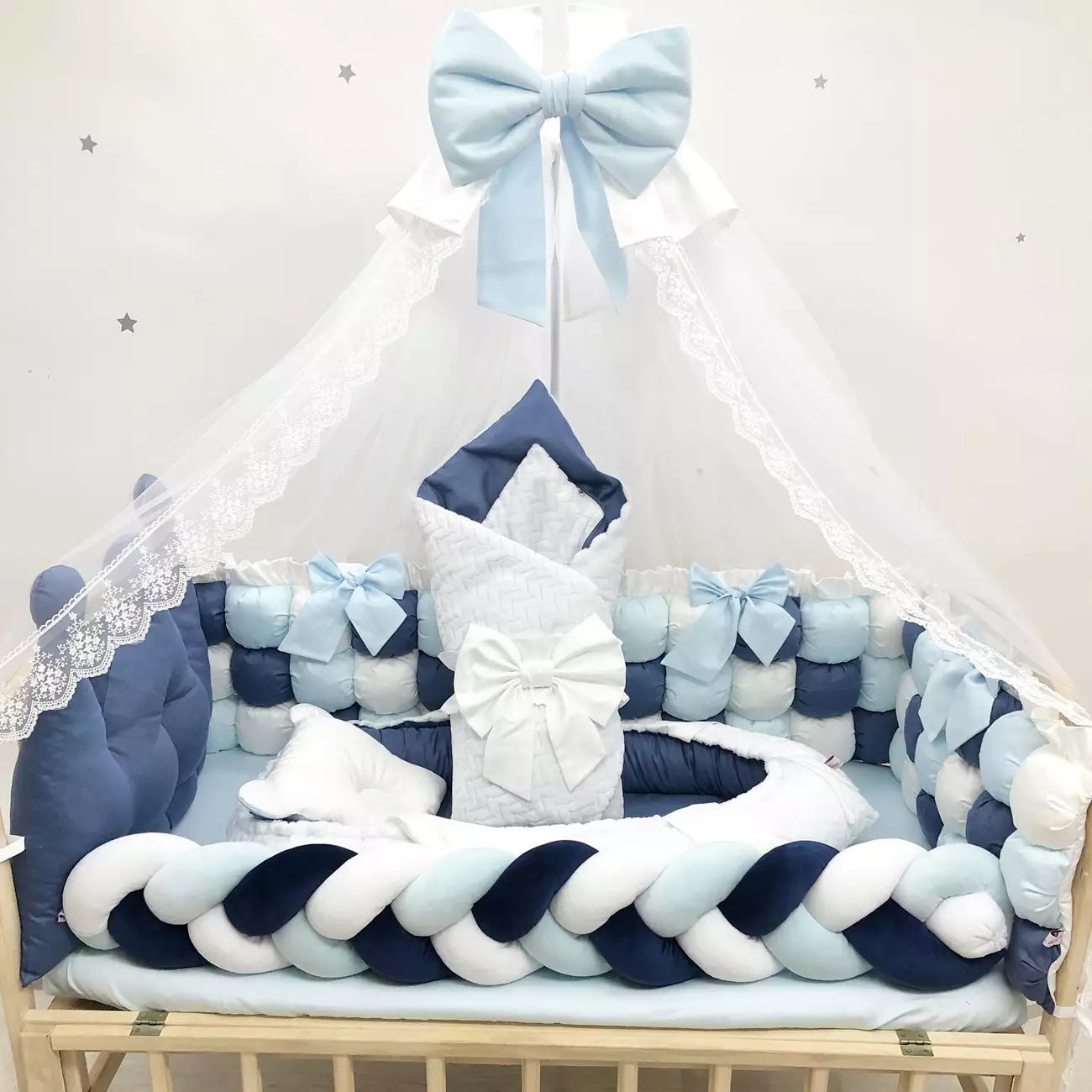 Crib set “Blue crown” - Baby Bedding Worlds