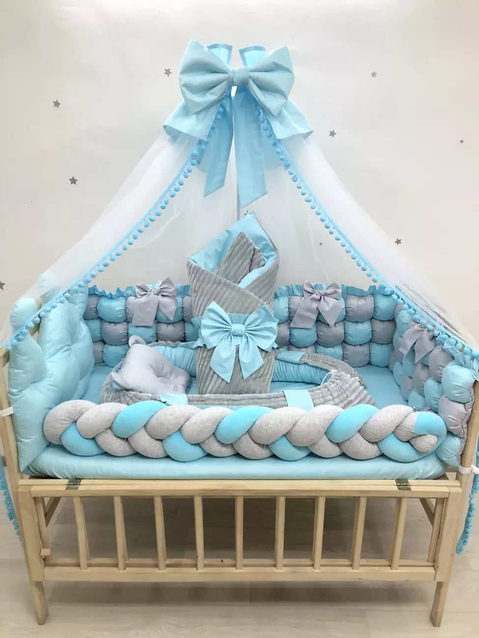 Crib set “Neutral baby bedding” - Baby Bedding Worlds