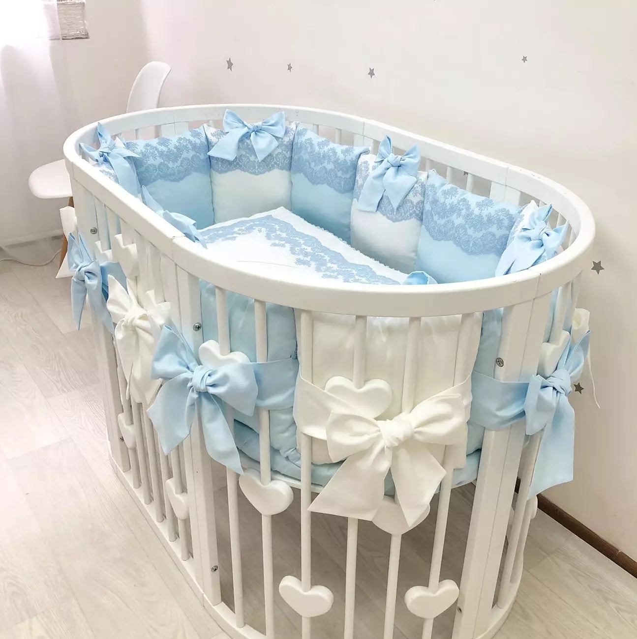 Crib set “Sky-Blue Royal luxury baby bedding” - Baby Bedding Worlds