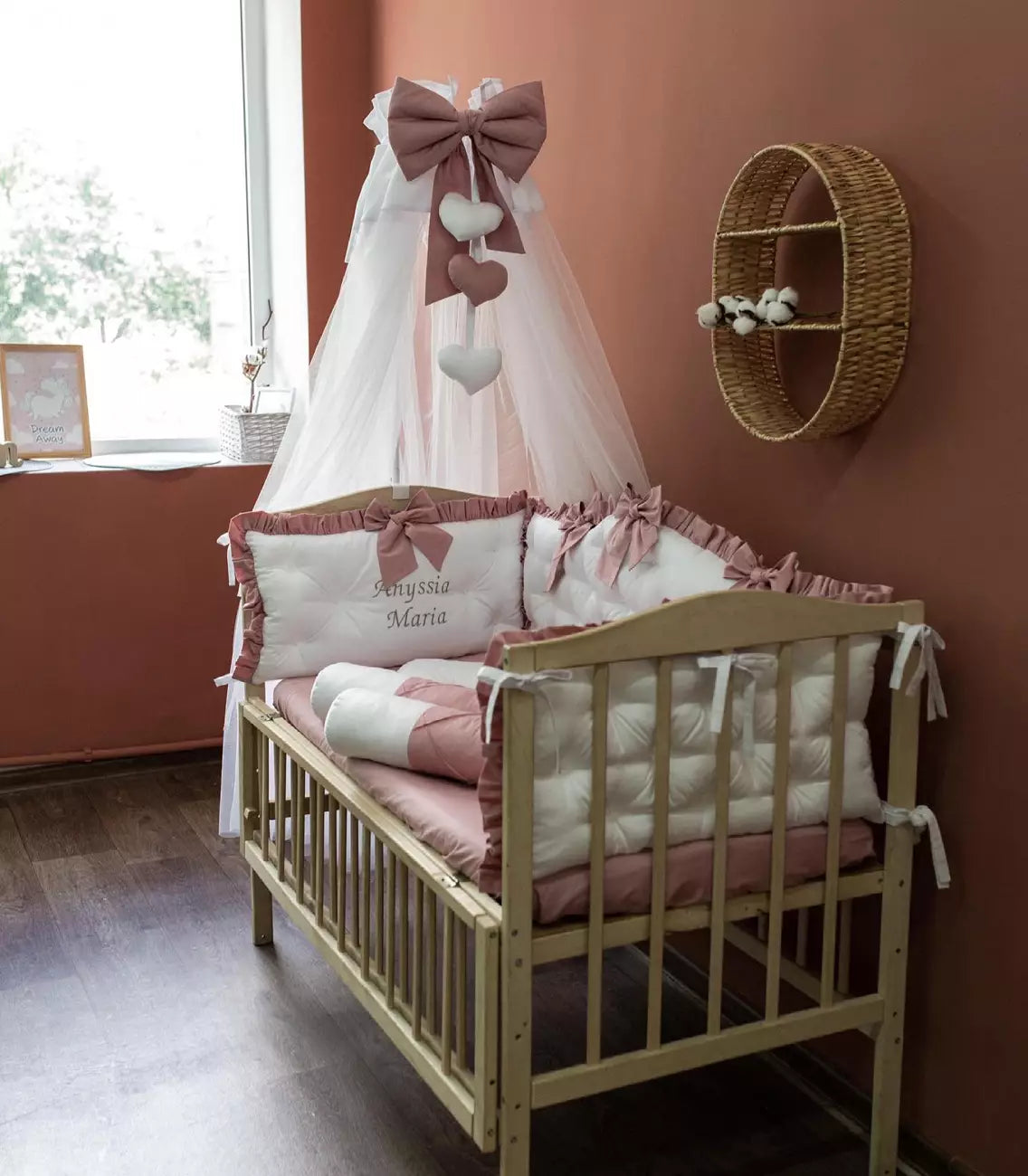 Crib set “Dusty Rose” - Baby Bedding Worlds