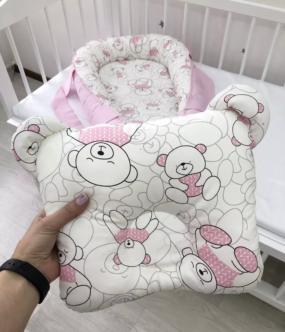 Baby nest “Pink Teddi” - Baby Bedding Worlds