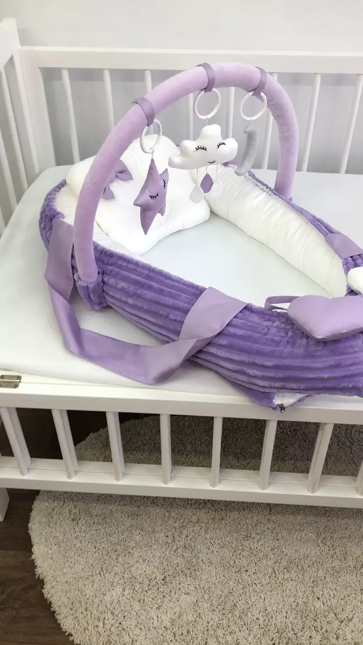 Baby nest “Purple and white” - Baby Bedding Worlds