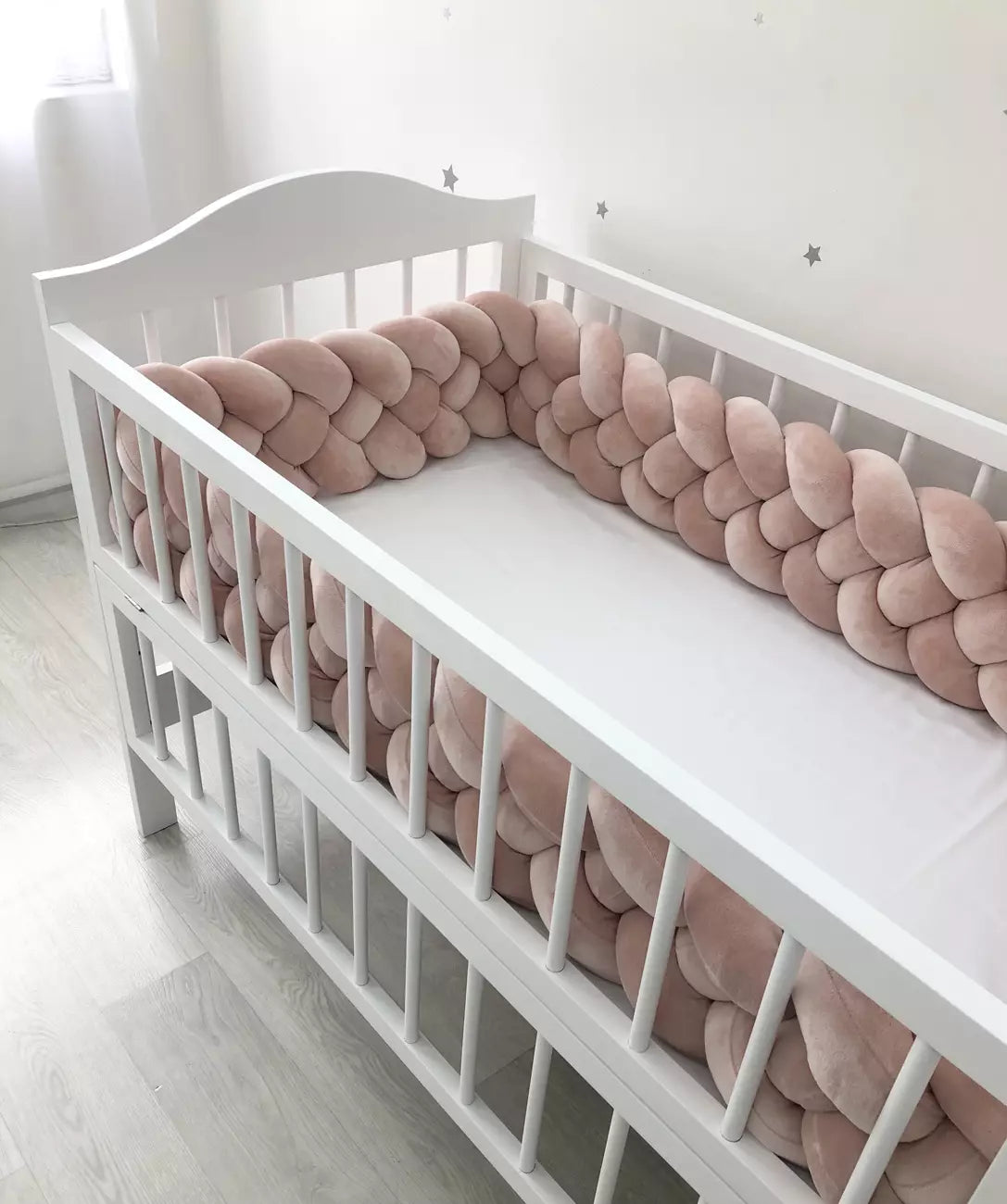 Braided Crib Bumper "Dusty Rose" - Baby Bedding Worlds