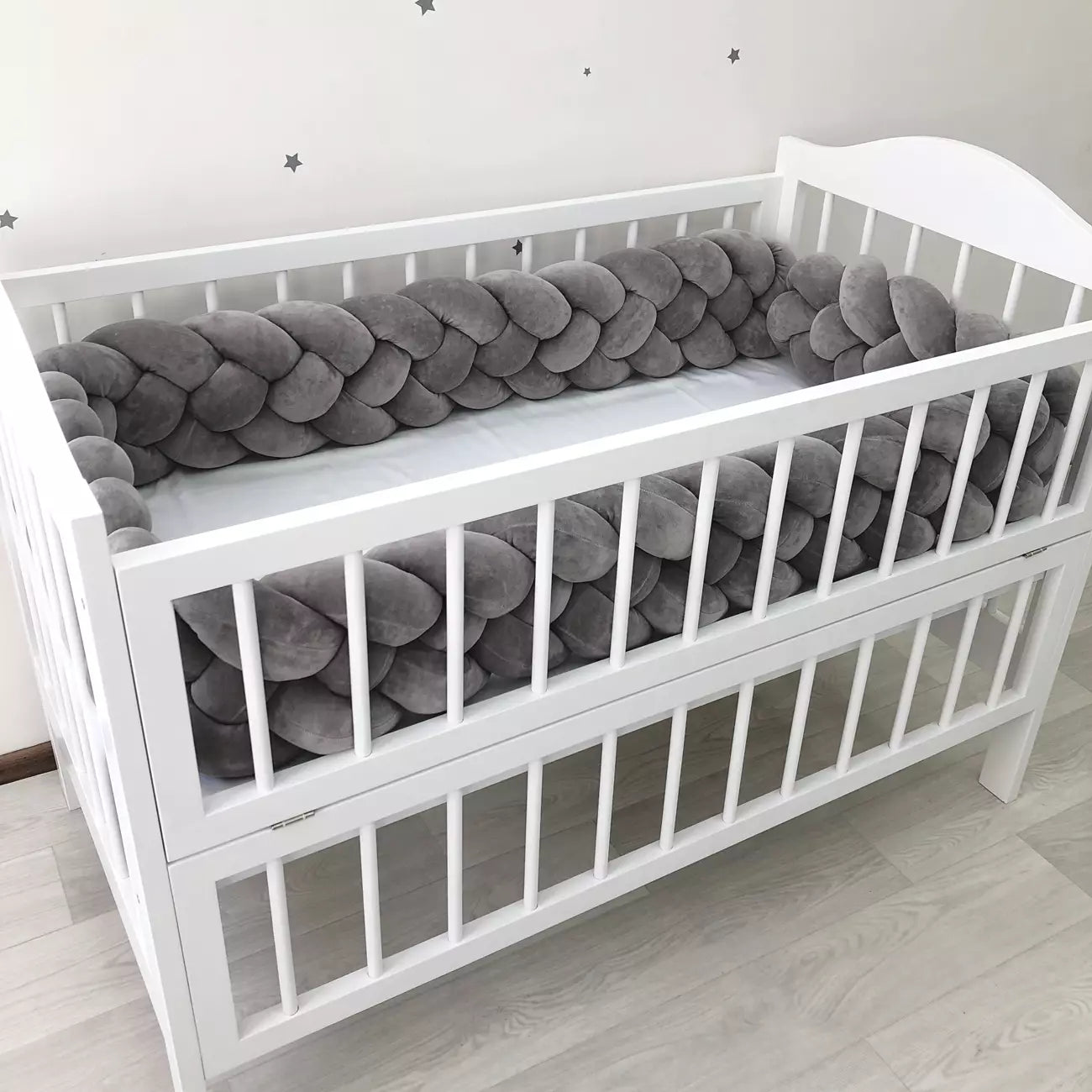 Dark gray braided bumper - Baby Bedding Worlds