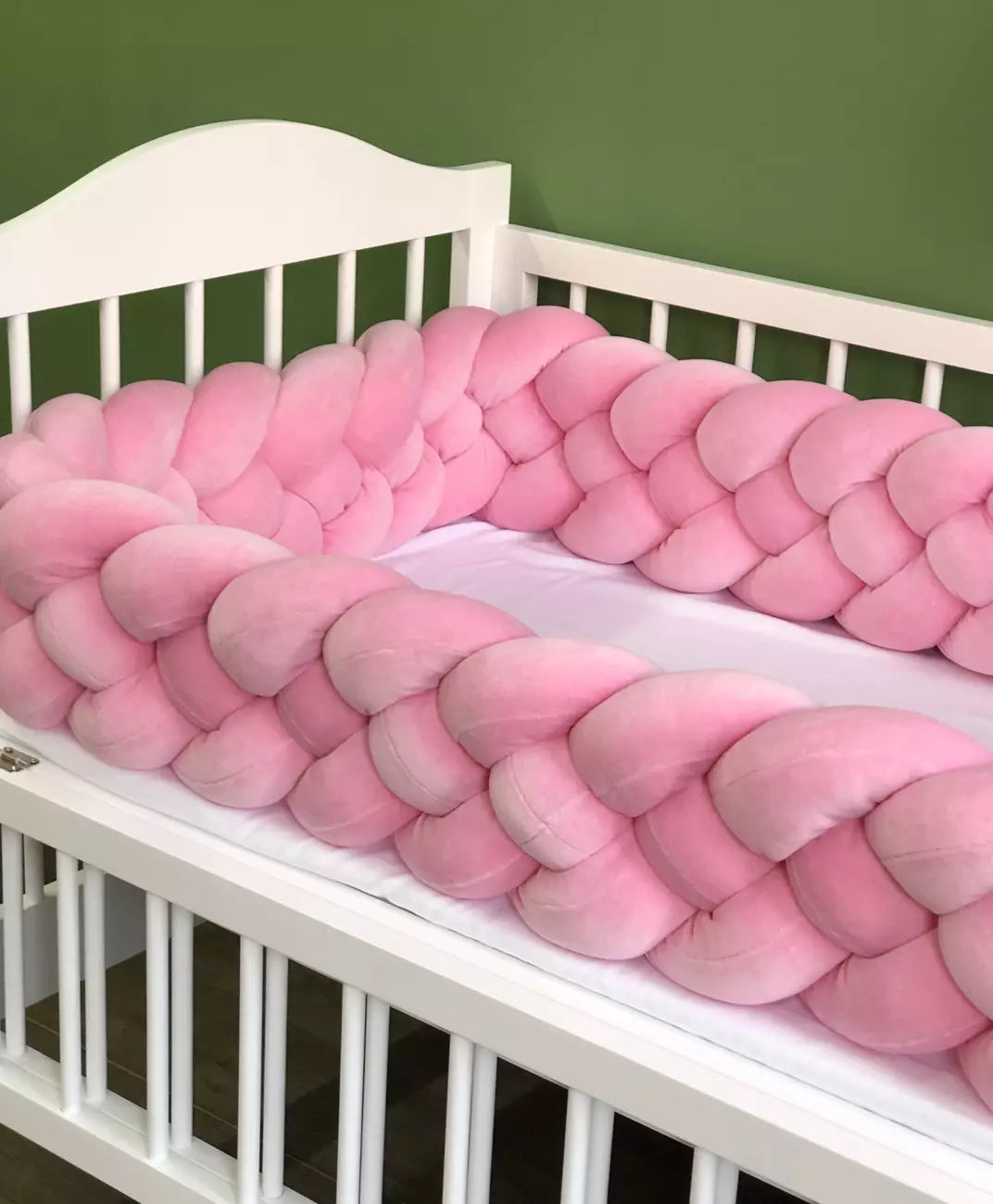 Pink braided bumper - Baby Bedding Worlds