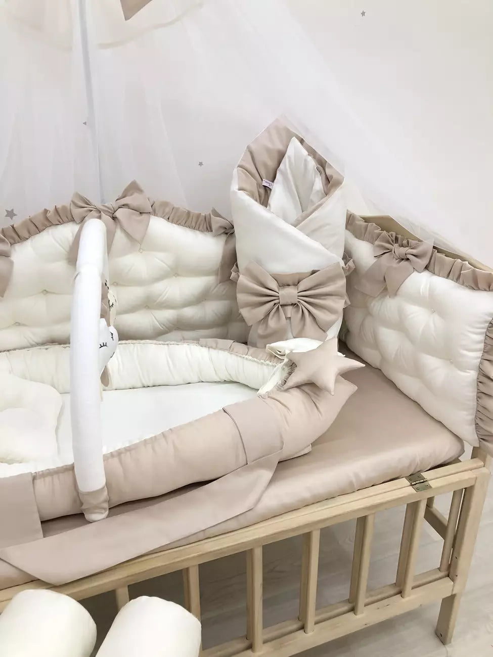 Crib set “Royal luxury baby bedding set cappuccino color“ - Baby Bedding Worlds