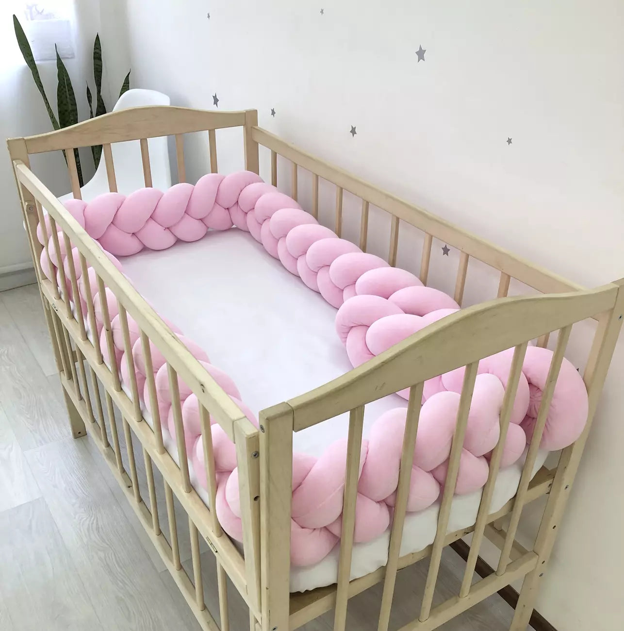 Braided Crib Bumper Pink color - Baby Bedding Worlds