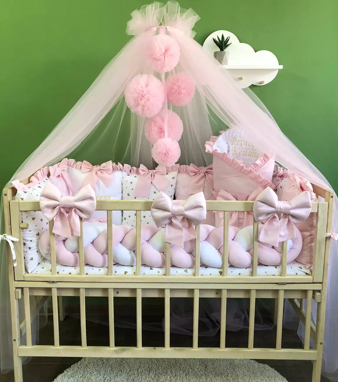 Crib set “Pink Little princess” - Baby Bedding Worlds