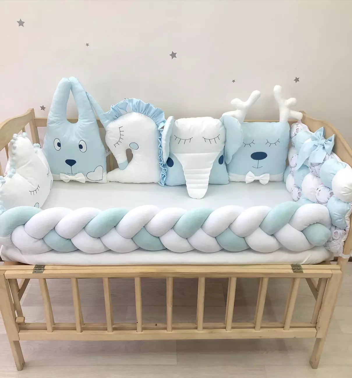 Crib set βBlue white baby bedding setβ - Baby Bedding Worlds