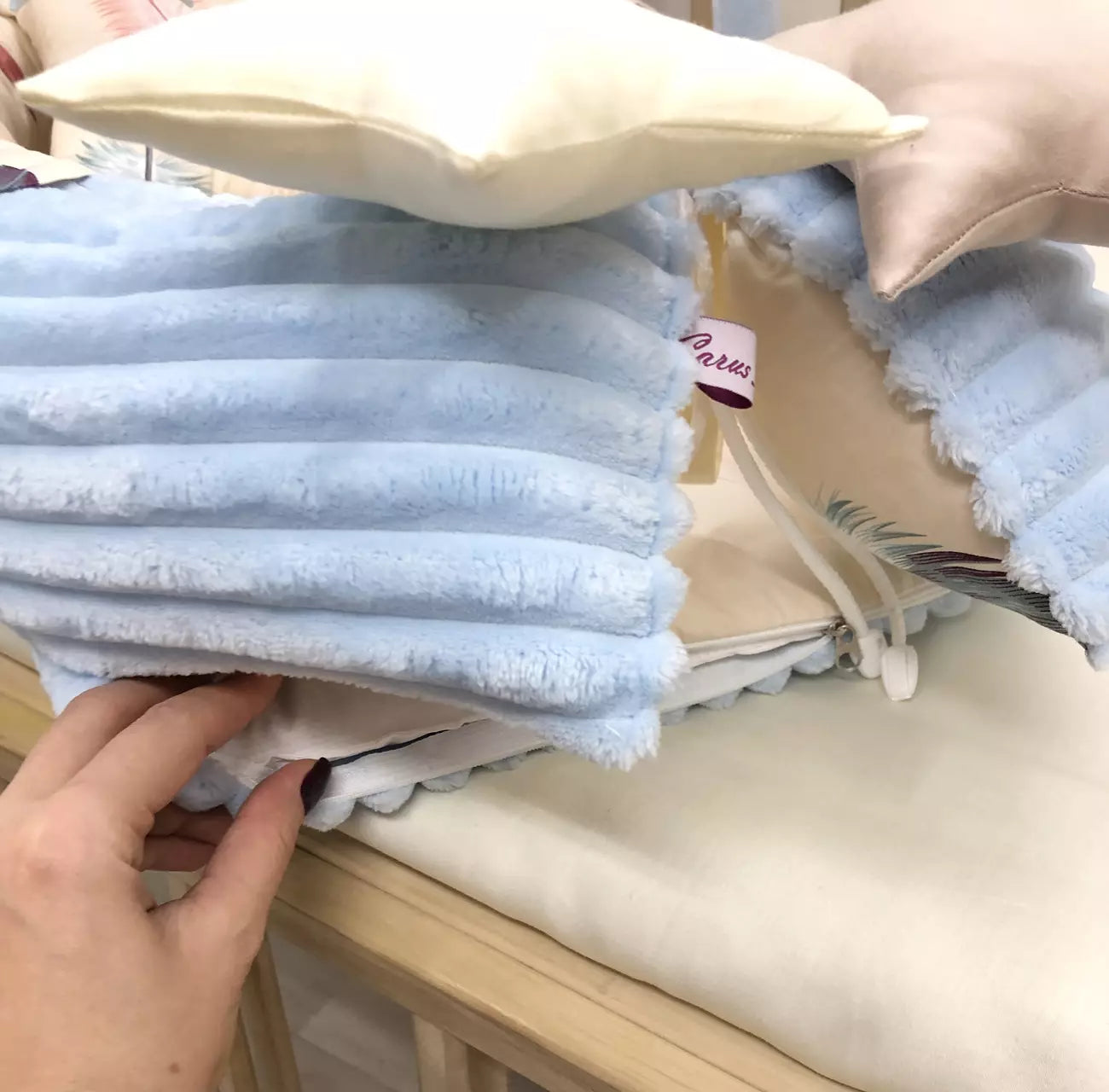 Baby nest blue lounger with the baby comforter - Baby Bedding Worlds
