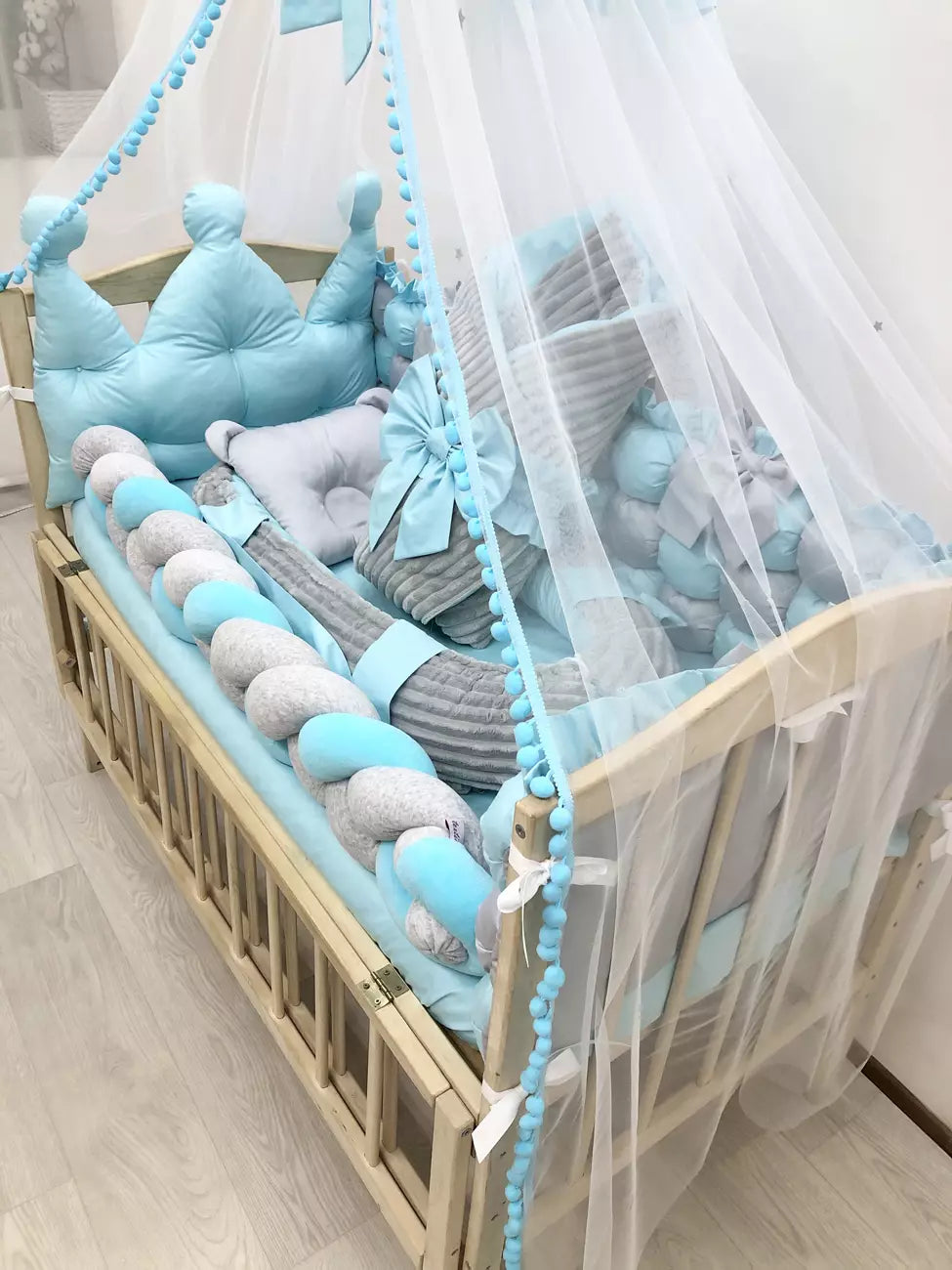 Crib set “Neutral baby bedding” - Baby Bedding Worlds