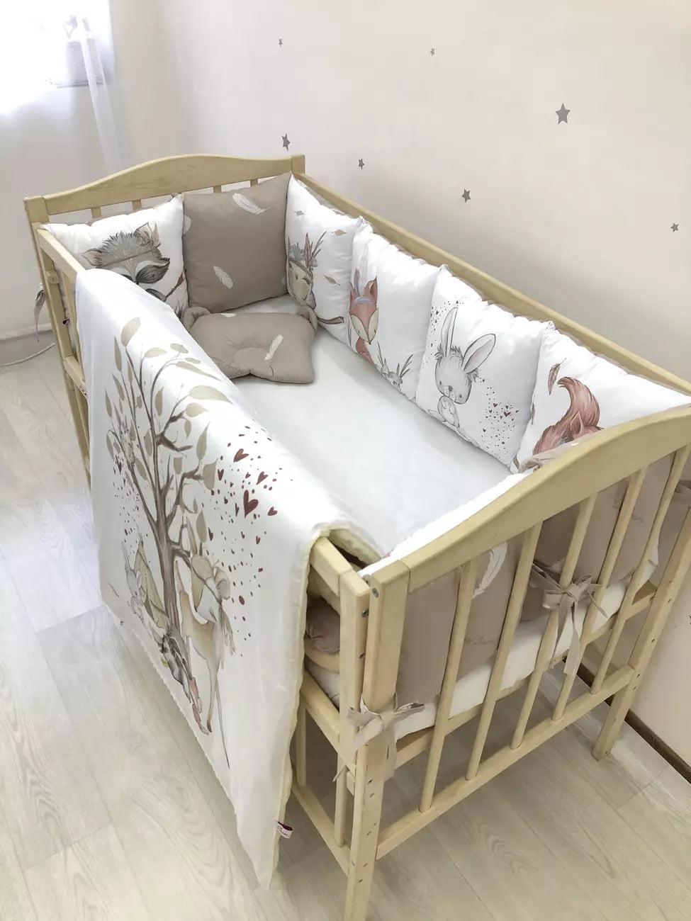 Crib set “Fairytale animals pattern“ - Baby Bedding Worlds