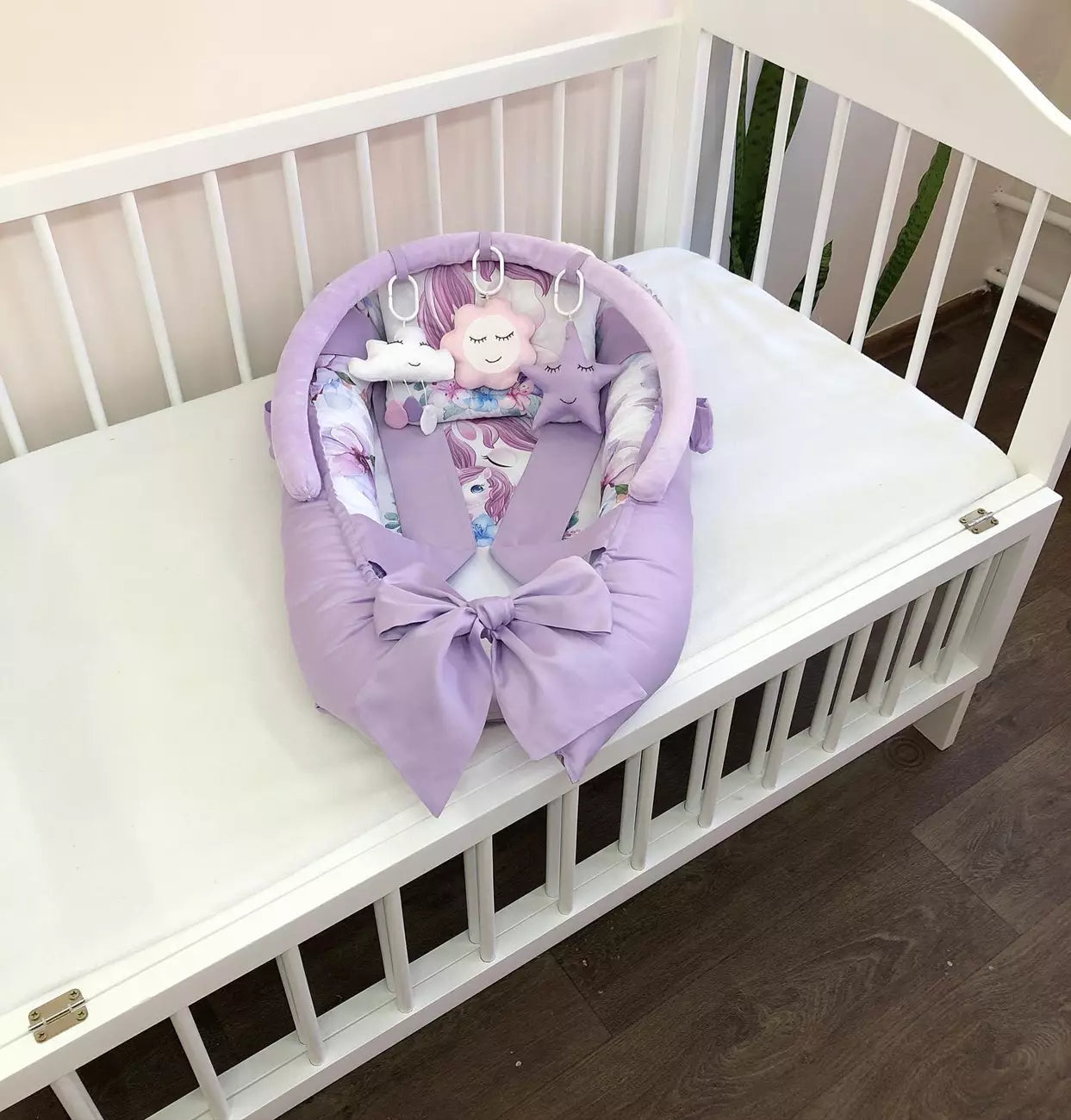 Baby nest “Unicorn lilac” - Baby Bedding Worlds