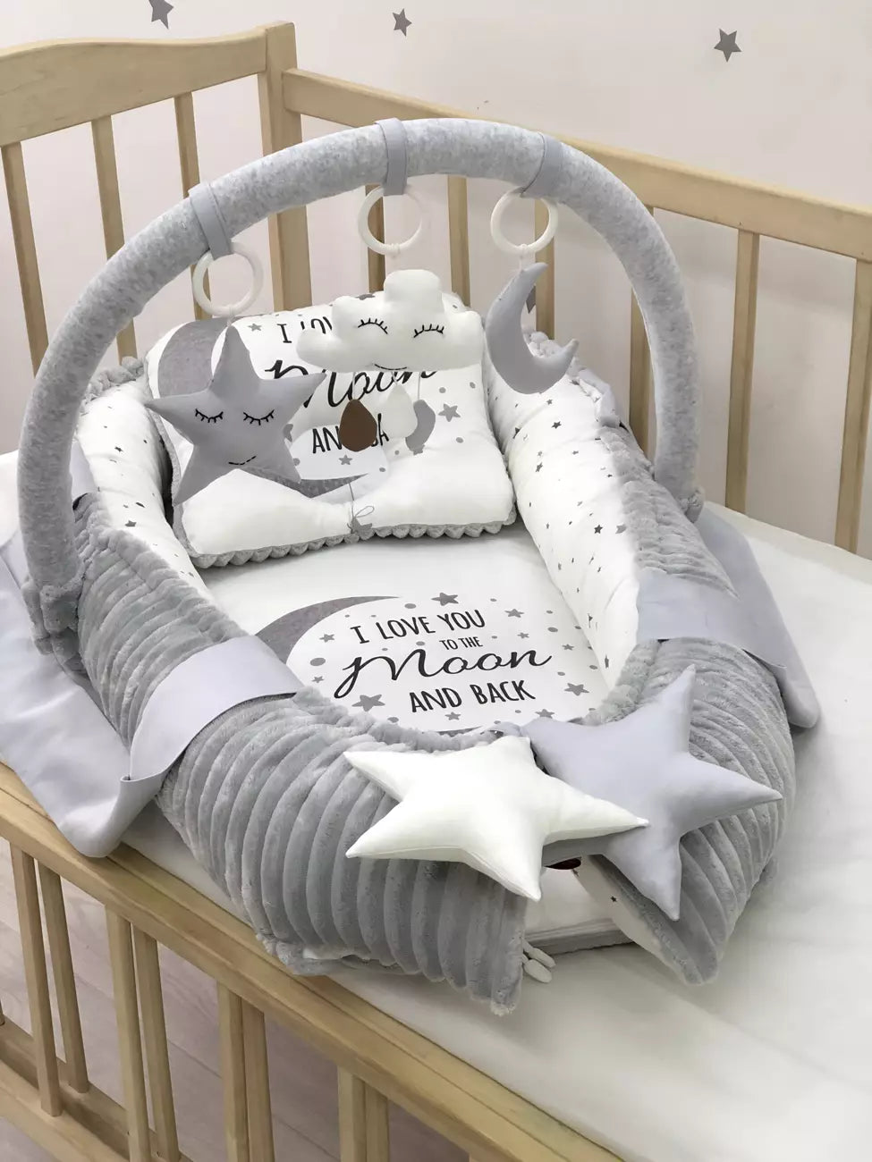Baby nest “Grey moon” - Baby Bedding Worlds