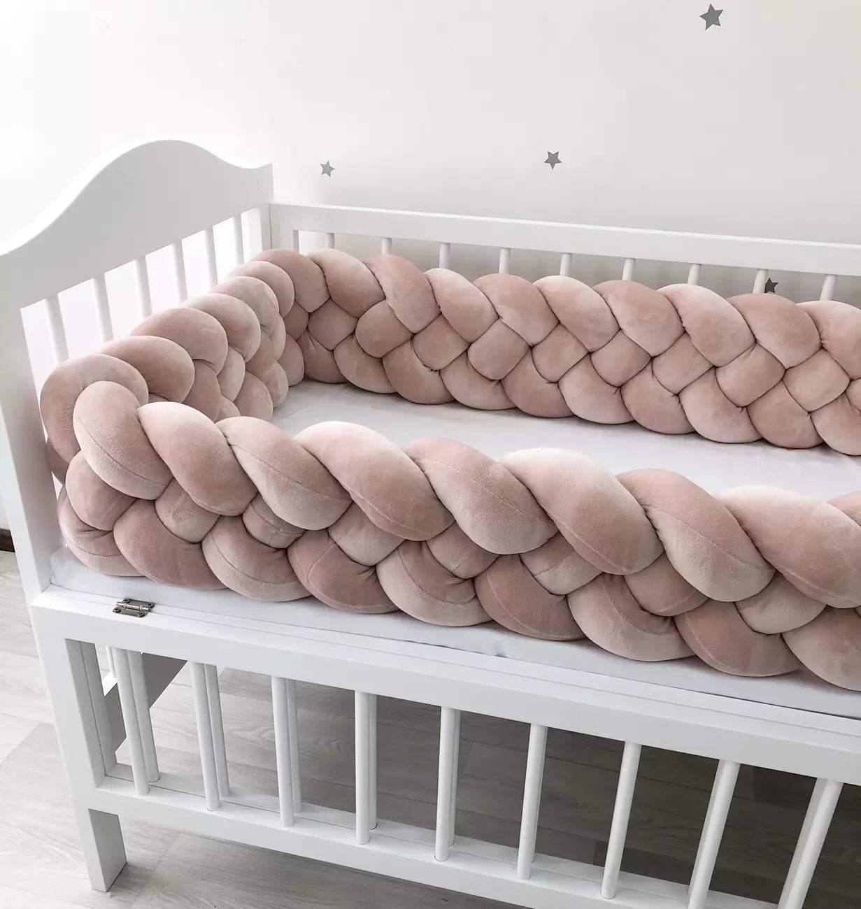 Braided Crib Bumper "Dusty Rose" - Baby Bedding Worlds