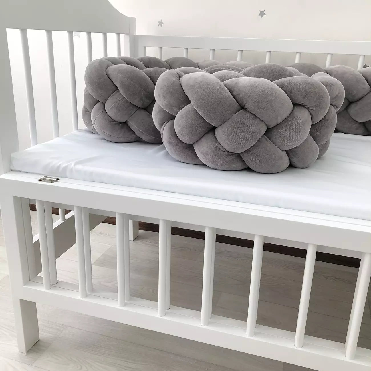 Dark gray braided bumper - Baby Bedding Worlds